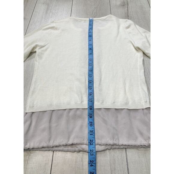 Effetto F sz XS US 2 Cashmere & Silk Sweater 3/4 Sleeves Ivory / Taupe Italy - Picture 13 of 16